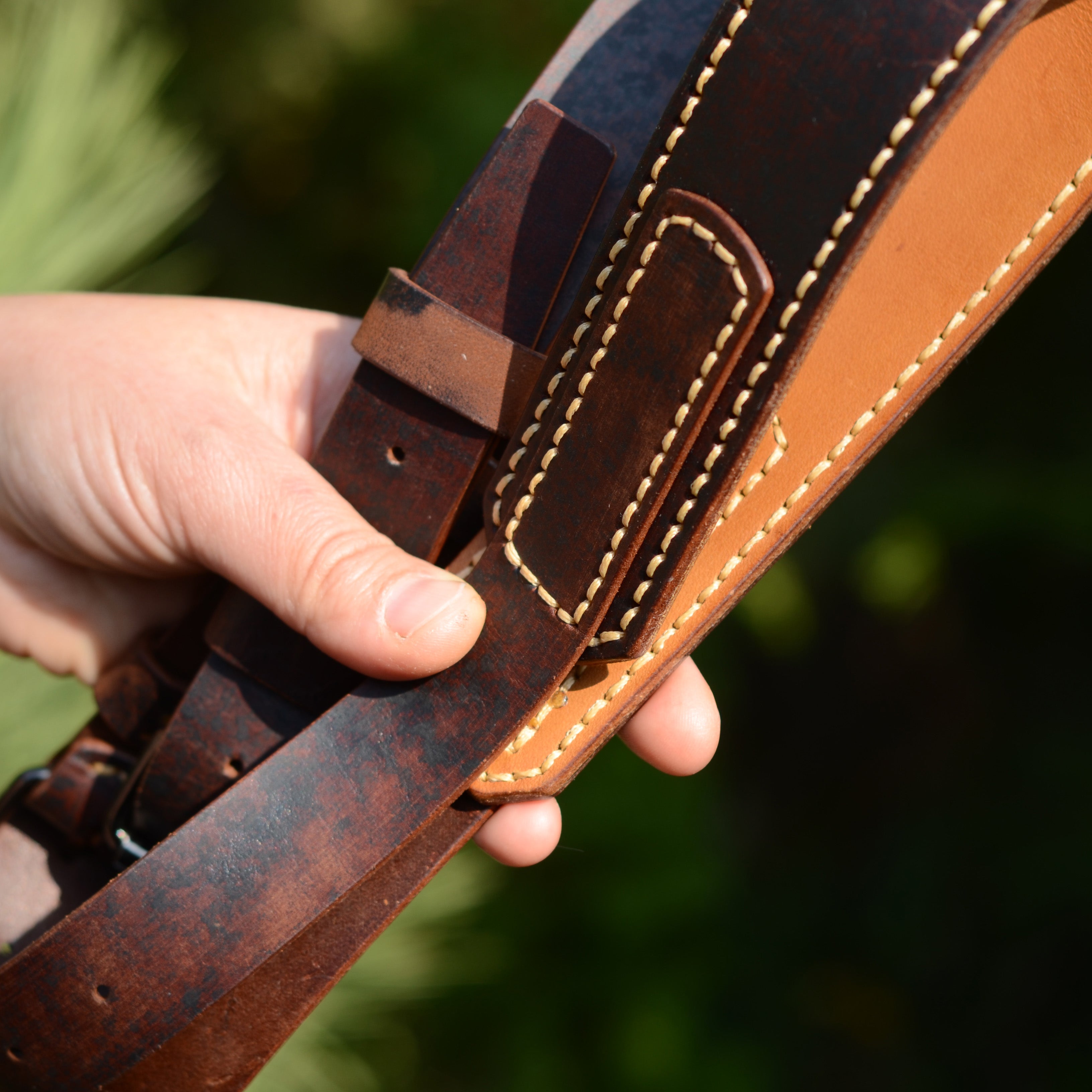Leather strap and handle